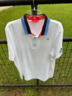 Redvanly White Polo with Blue-Trim Collar by Redvanly